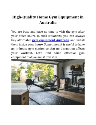 High-Quality Home Gym Equipment in Australia