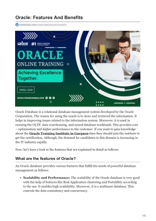 Oracle Features And Benefits