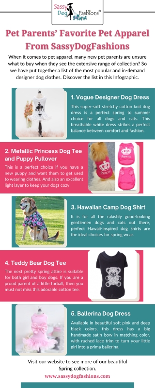 Pet Parents’ Favorite Pet Apparel From SassyDogFashions