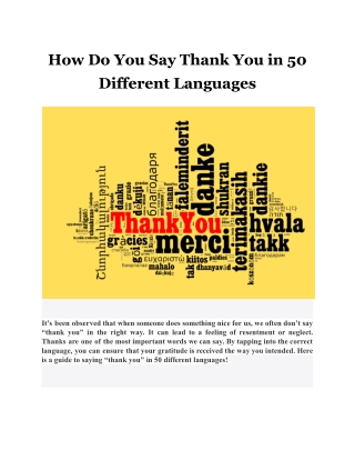 How Do You Say Thank You in 50 Different Languages