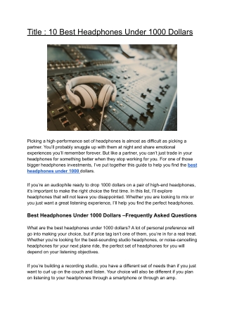 10 Best Headphones Under 1000 Dollars