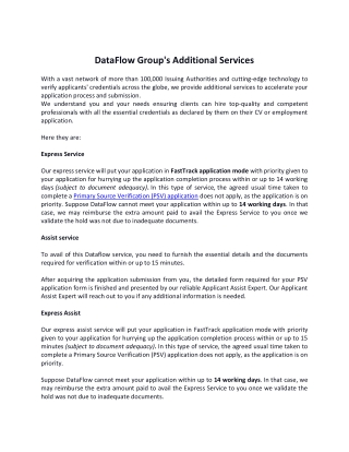 DataFlow Group's Additional Services