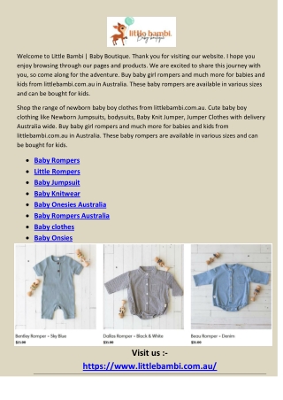 Baby Rompers Australia