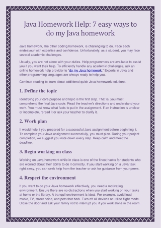 Java Homework Hacks-7 easy ways to do my Java homework
