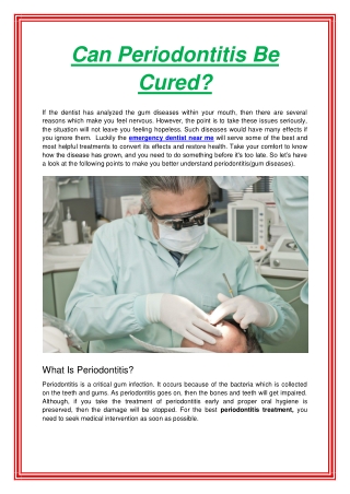 Can Periodontitis Be Cured