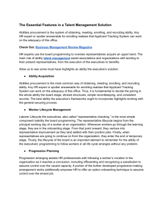 The Essential Features in a Talent Management Solution
