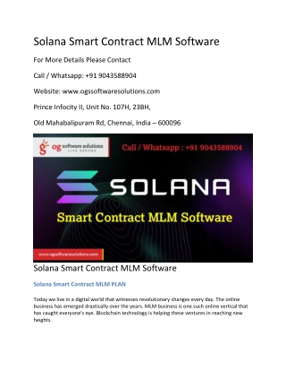 Solana Smart Contract MLM Software