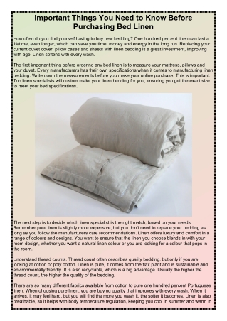 Important Things You Need to Know Before Purchasing Bed Linen