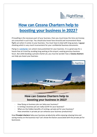 How Cessna Chartern will assist you to grow your business in 2022?