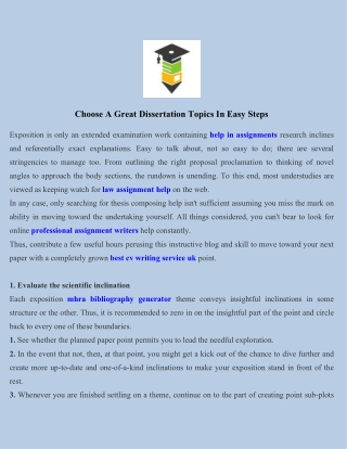 Choose A Great Dissertation Topics In Easy Steps