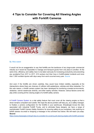 4 Tips to Consider for Covering All Viewing Angles with Forklift Cameras