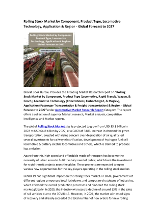 Global Rolling Stock Market Research Report 2022-2027