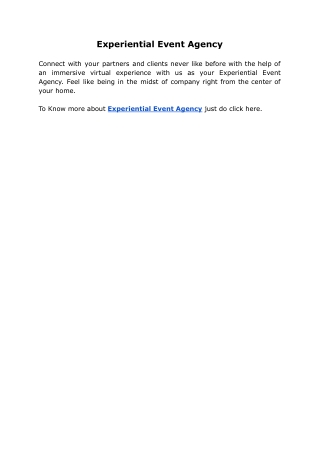 Experiential Event Agency