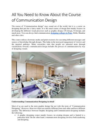 All You Need To Know About The Course Of Communication Design