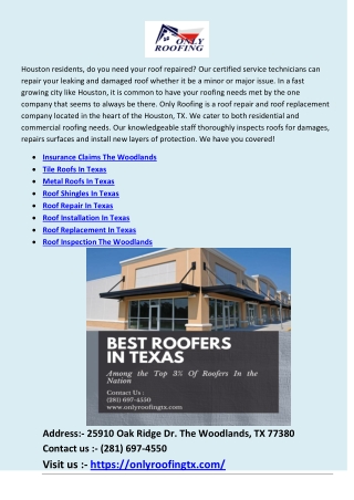 Roof Replacement In Texas