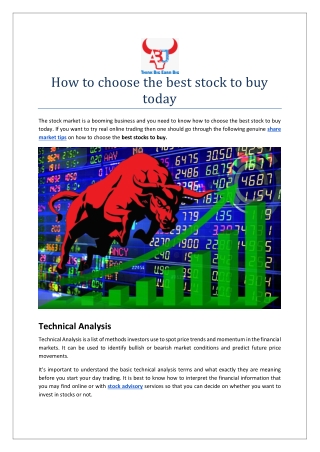 How to choose the best stock to buy today