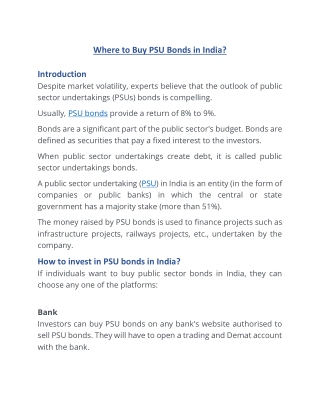 Where to Buy PSU Bonds in India