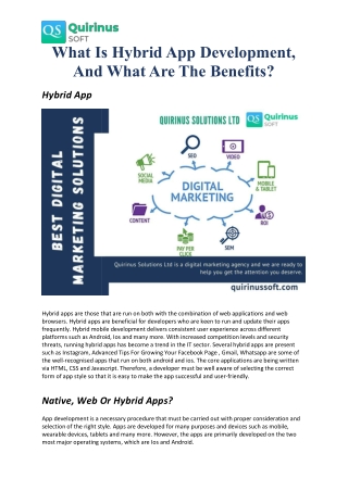 What Is Hybrid App Development