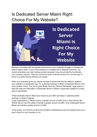 Is Dedicated Server Miami Is Right Choice for My Website