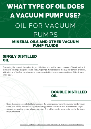 What type of oil does a vacuum pump use