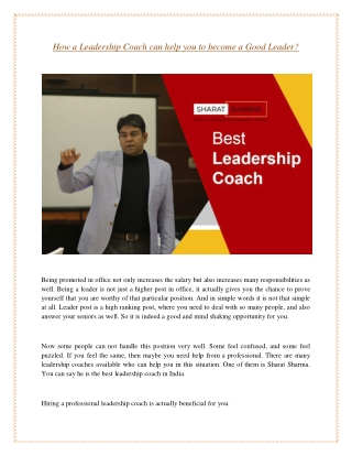 How a Leadership Coach can help you to become a Good Leader