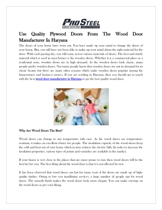 Find the Best Wood Door Manufacturer in Haryana.