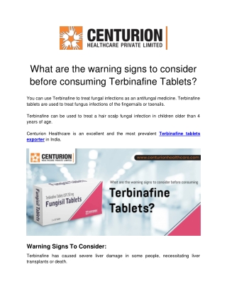 What are the warning signs to consider before consuming Terbinafine Tablets_