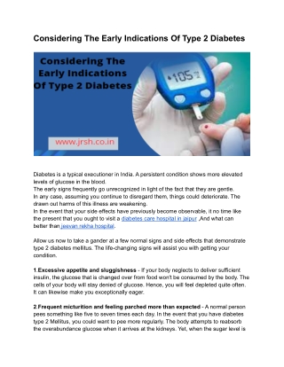 Considering The Early Indications Of Type 2 Diabetes