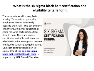 What is the six sigma black belt certification and eligibility criteria for it