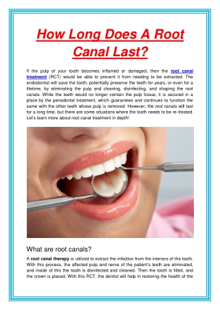 How Long Does A Root Canal Last