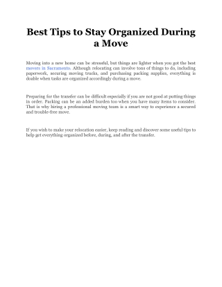 Best Tips to Stay Organized During a Move