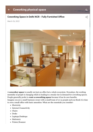 Coworking Space in Delhi NCR - Fully Furnished Office