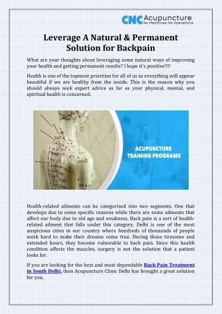 Back Pain Treatment in South Delhi