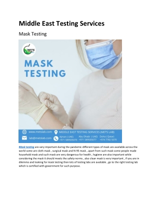 Mask Testing | Metslab-UK