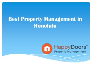 Best Property Management in Honolulu - www.happydoorspropertymanagement.com