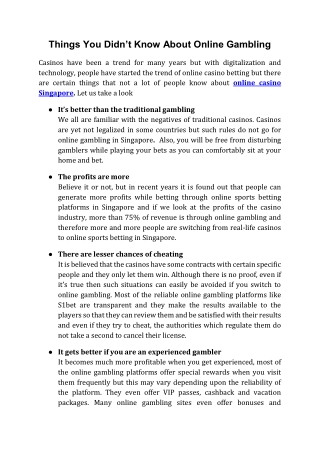 Things You Didn’t Know About Online Gambling