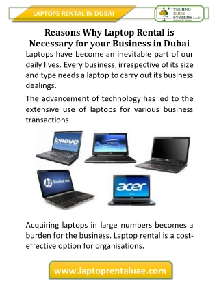 Reasons Why Laptop Rental is Necessary for your Business in Dubai
