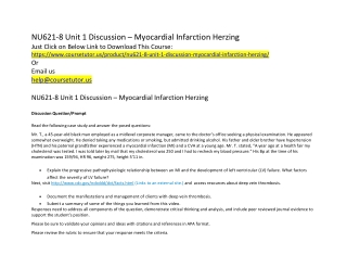 NU621-8 Unit 1 Discussion – Myocardial Infarction Herzing
