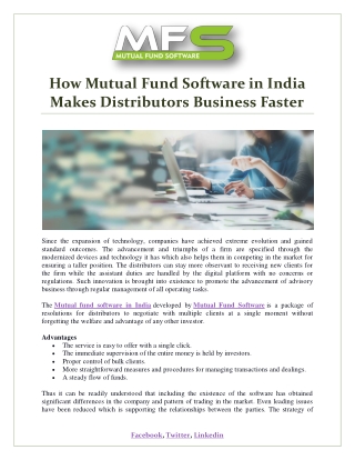 How Mutual Fund Software in India Makes Distributors Business Faster