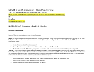 NU621-8 Unit 5 Discussion – Back Pain Herzing