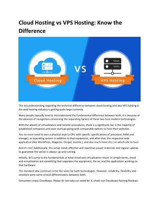 Cloud Hosting vs VPS Hosting: Know the Difference