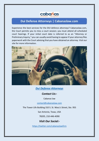 Dui Defense Attorneys | Cabanaslaw.com