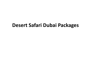 Desert Safari Dubai Packages