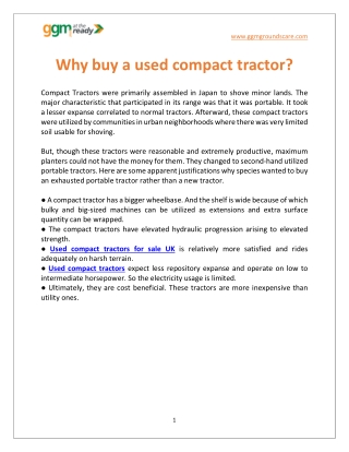 Why buy a used compact tractor?