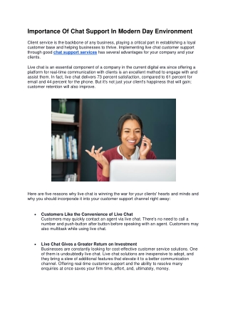 Importance Of Chat Support In Modern Day Environment