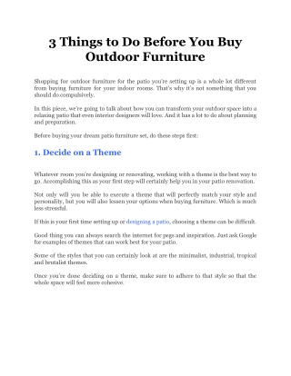 3 Things to Do Before You Buy Outdoor Furniture