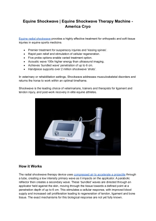 Equine Shockwave _ Equine Shockwave Therapy Machine - America Cryo