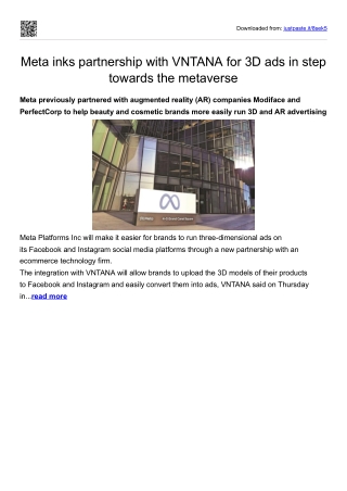 Meta inks partnership with VNTANA for 3D ads in step towards the metaverse