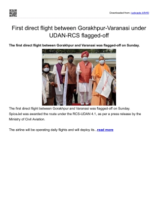 First direct flight between Gorakhpur-Varanasi under UDAN-RCS flagged-off