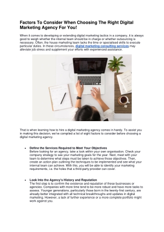 Factors To Consider When Choosing The Right Digital Marketing Agency For You!